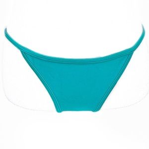 Hot Miami Styles Turquoise Teal Shiny Very Sexy Moderate Cover Bikini Bottoms L